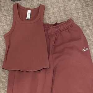 ALO Yoga Goddess Ribbed Go-To Tank Burgundy Truffle